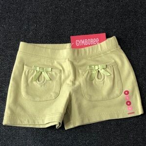 Gymboree Aloha Wahine 100% Cotton Green Shorts With Bow Front Pockets Size 6